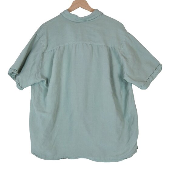 Cubavera Leaf Embroidered Camp Shirt XL Sage Green Coastal Retro Hawaiian - Picture 3 of 7